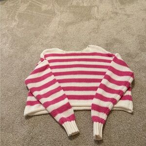 Aerie Pink and Cream Striped Sweater
